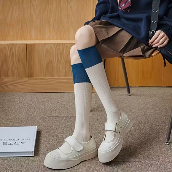 Women's Blue Striped Knee-High Socks 3 Pair Pack Fairy Maiden NEW - Picture 4 of 11